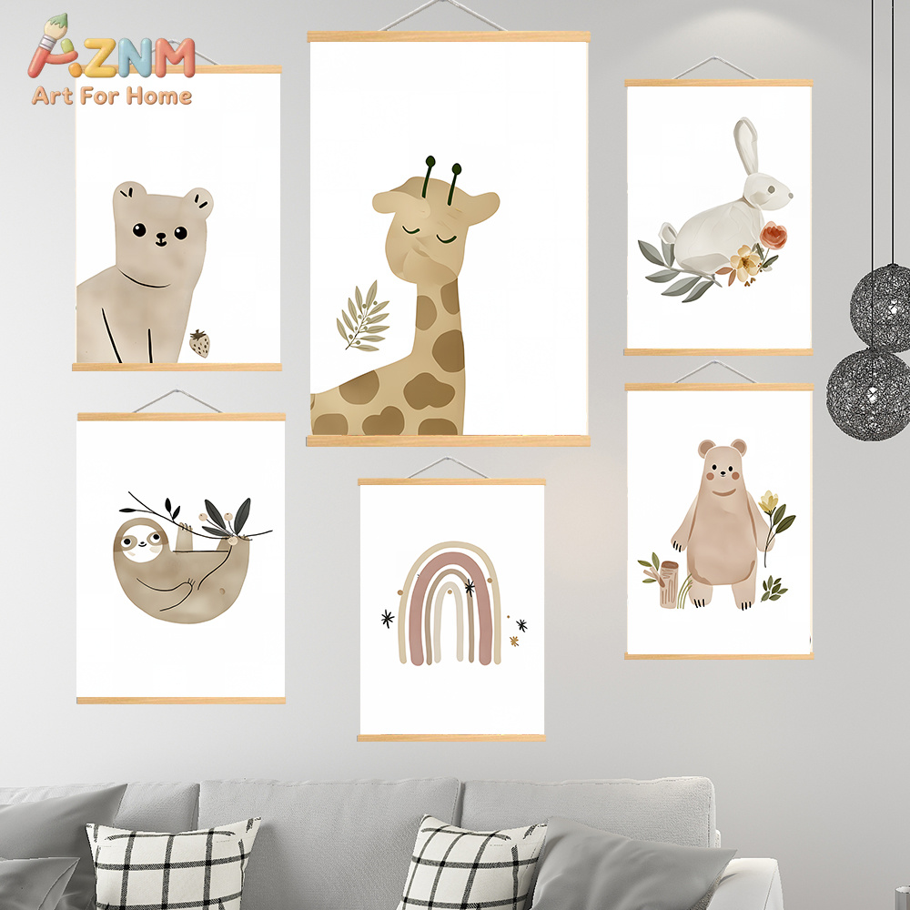 Baby Nursery Giraffe - AZNM Neutral Boho Safari Animal Canvas