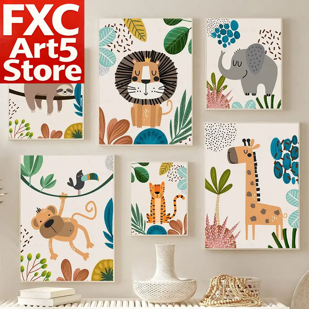 Baby Nursery Giraffe - Boho Monkey Lion Giraffe Bird Zebra