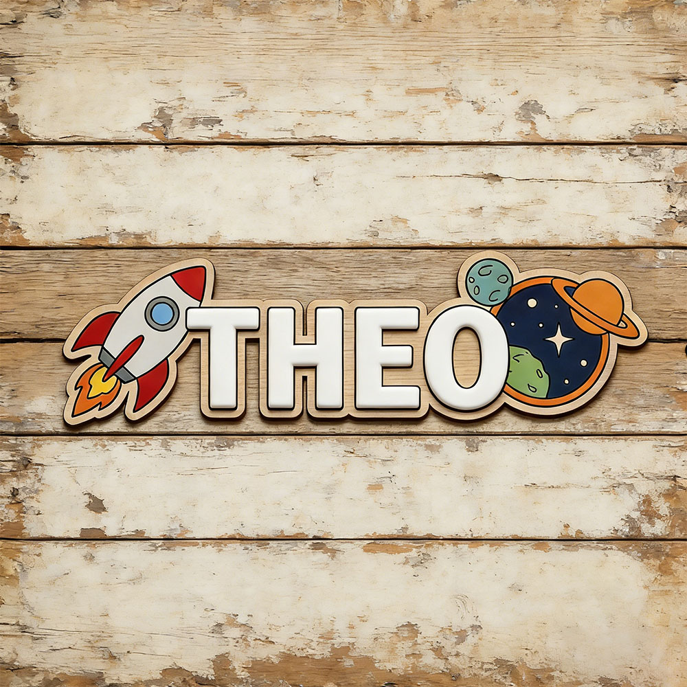 Baby Nursery Name - Personalized Space Rocket Name Sign for