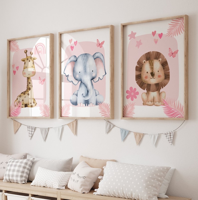 Baby Nursery Giraffe - 1/3pcs Pink Elephant Giraffe Lion Jungle