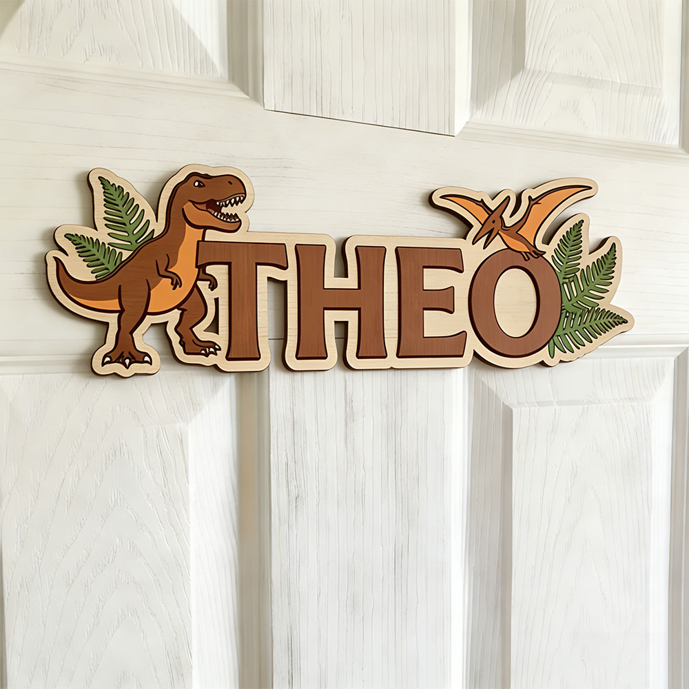 Baby Nursery Name - Personalized Dinosaur Name Sign for The