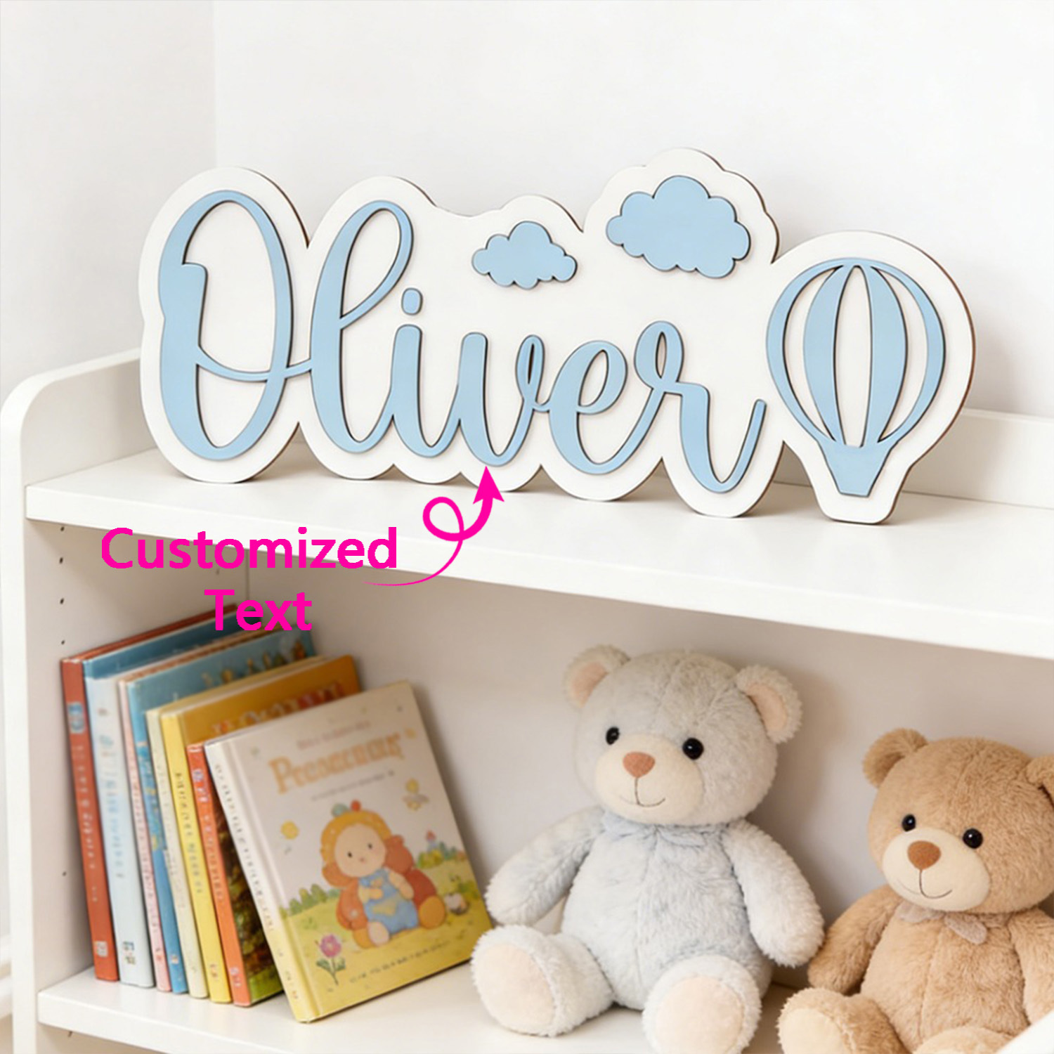 Baby Nursery Name - Personalized Hot Air Balloon & Cloud