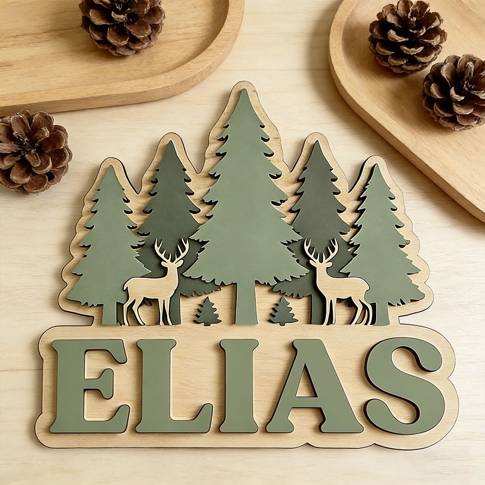 Baby Nursery Forest Theme - Forest Deer Pine Tree Themed Custom