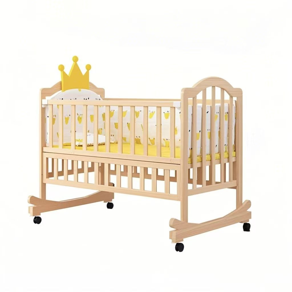 Convertible Crib Set - Pine Wood Baby Cribs Kid's Rocking