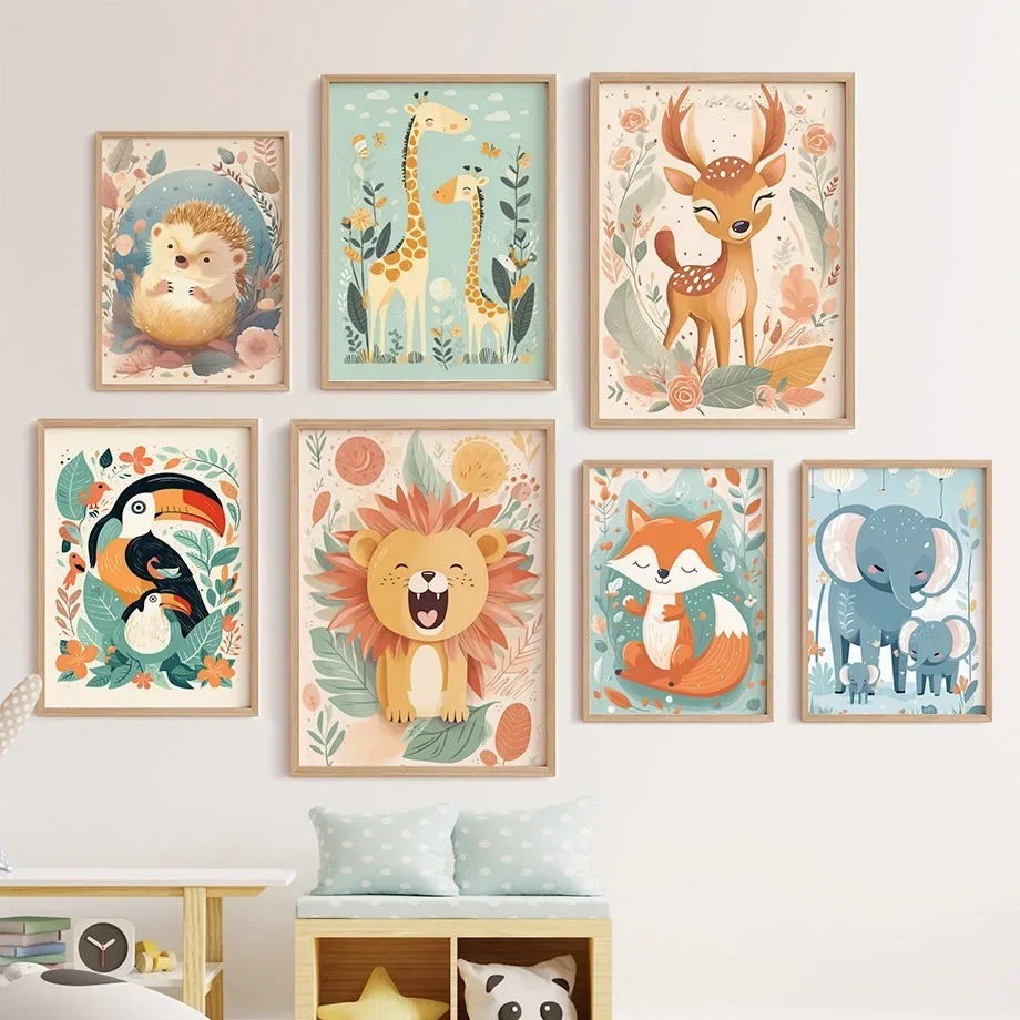 Baby Nursery Giraffe - Lion Deer Giraffe Toucan Fox Hedgehog