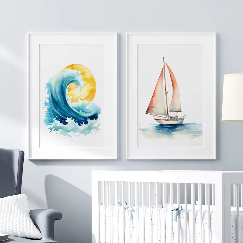 Surf Ocean Themed Nursery Beac - Baby Nursery Ocean 评论和价格