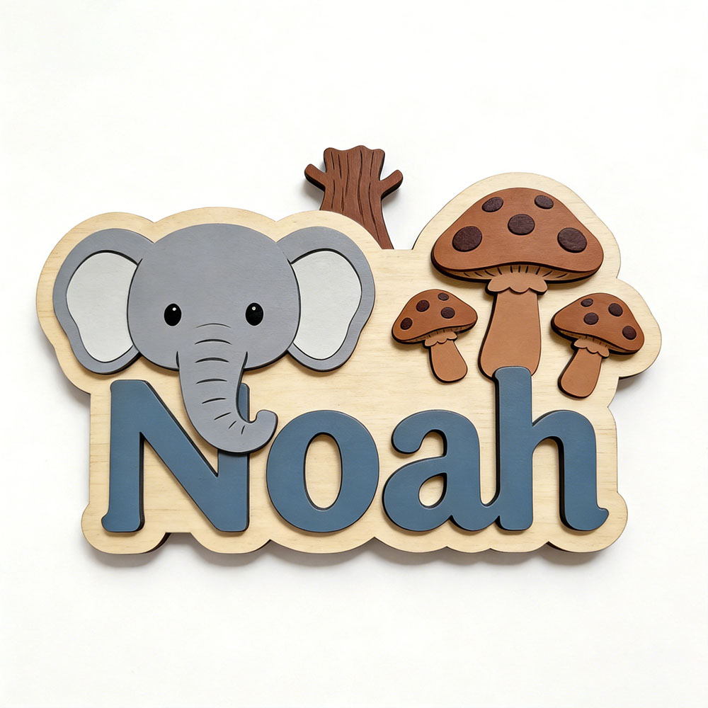 Customizable Cartoon Elephant  - Baby Nursery Forest Theme 评论和价格
