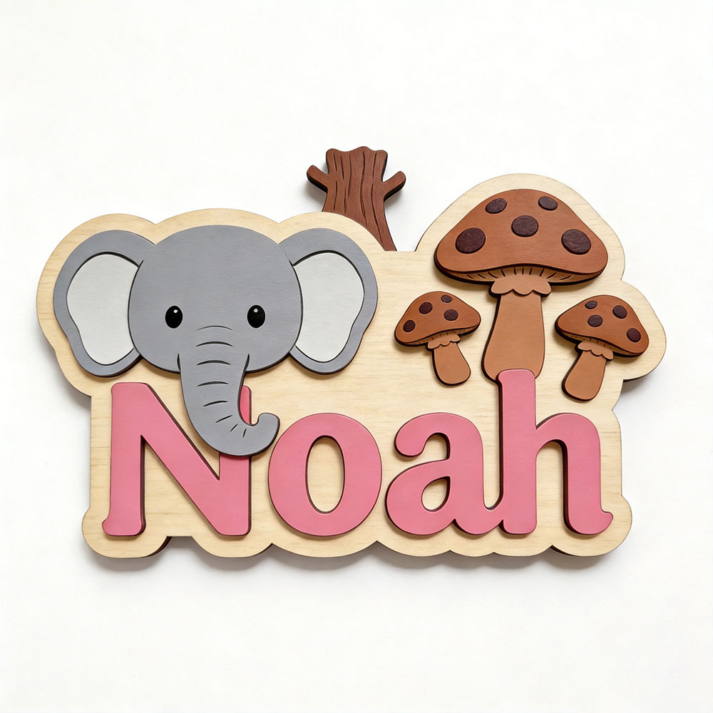 Customizable Cartoon Elephant  - Baby Nursery Forest Theme 评论和价格