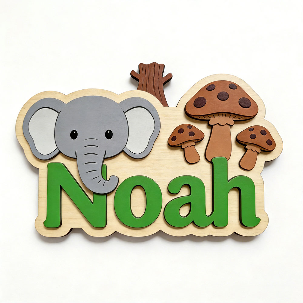 Customizable Cartoon Elephant  - Baby Nursery Forest Theme 评论和价格