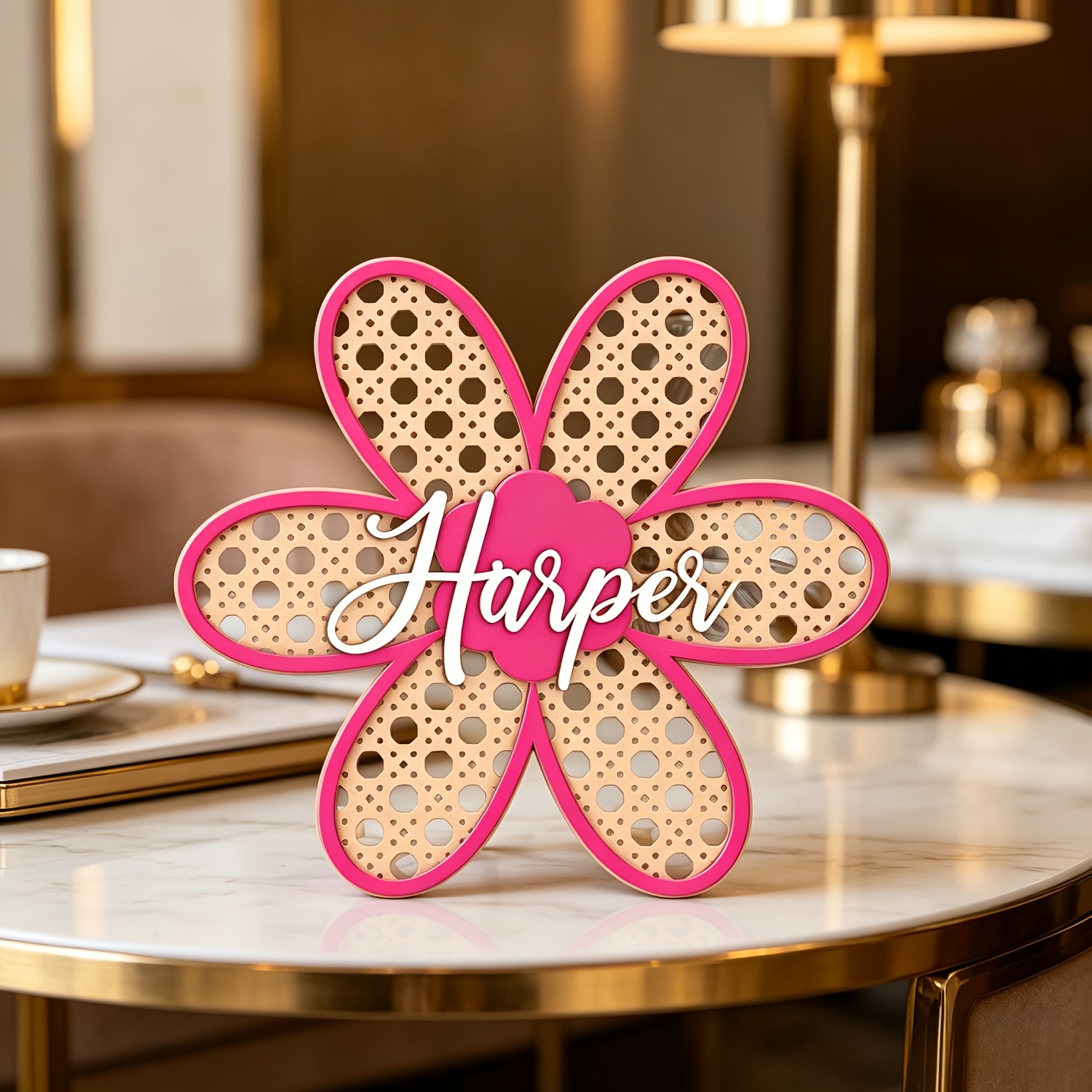 Personalized Boho Rattan Flowe - Baby Nursery Name 评论和价格