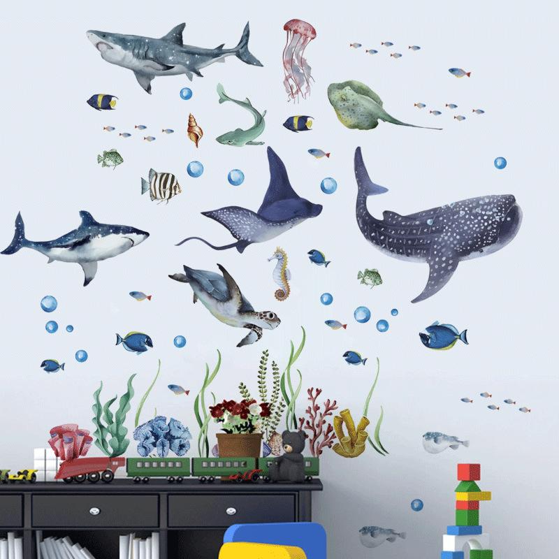 Latest Watercolor Sharks Ocean - Baby Nursery Ocean 评论和价格