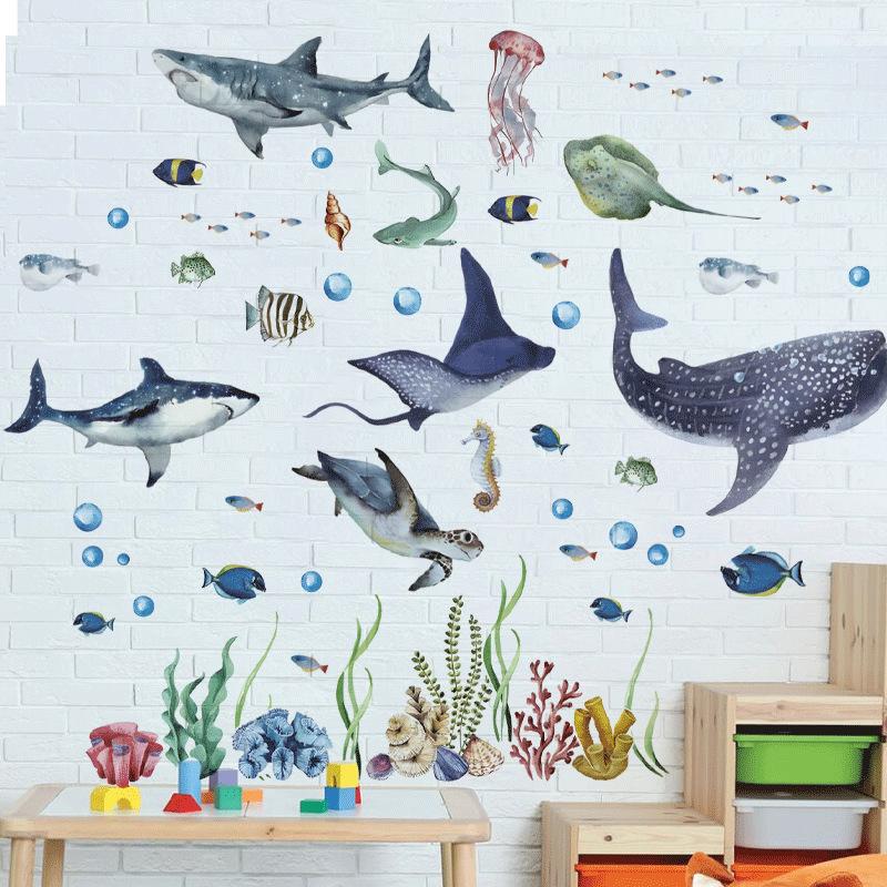 Latest Watercolor Sharks Ocean - Baby Nursery Ocean 评论和价格