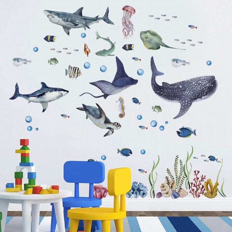 Latest Watercolor Sharks Ocean - Baby Nursery Ocean 评论和价格
