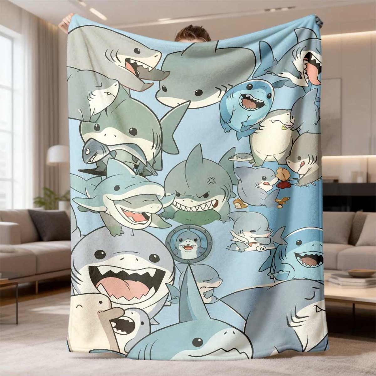 Large Cartoon Baby Sharks Flee - Baby Nursery Ocean 评论和价格