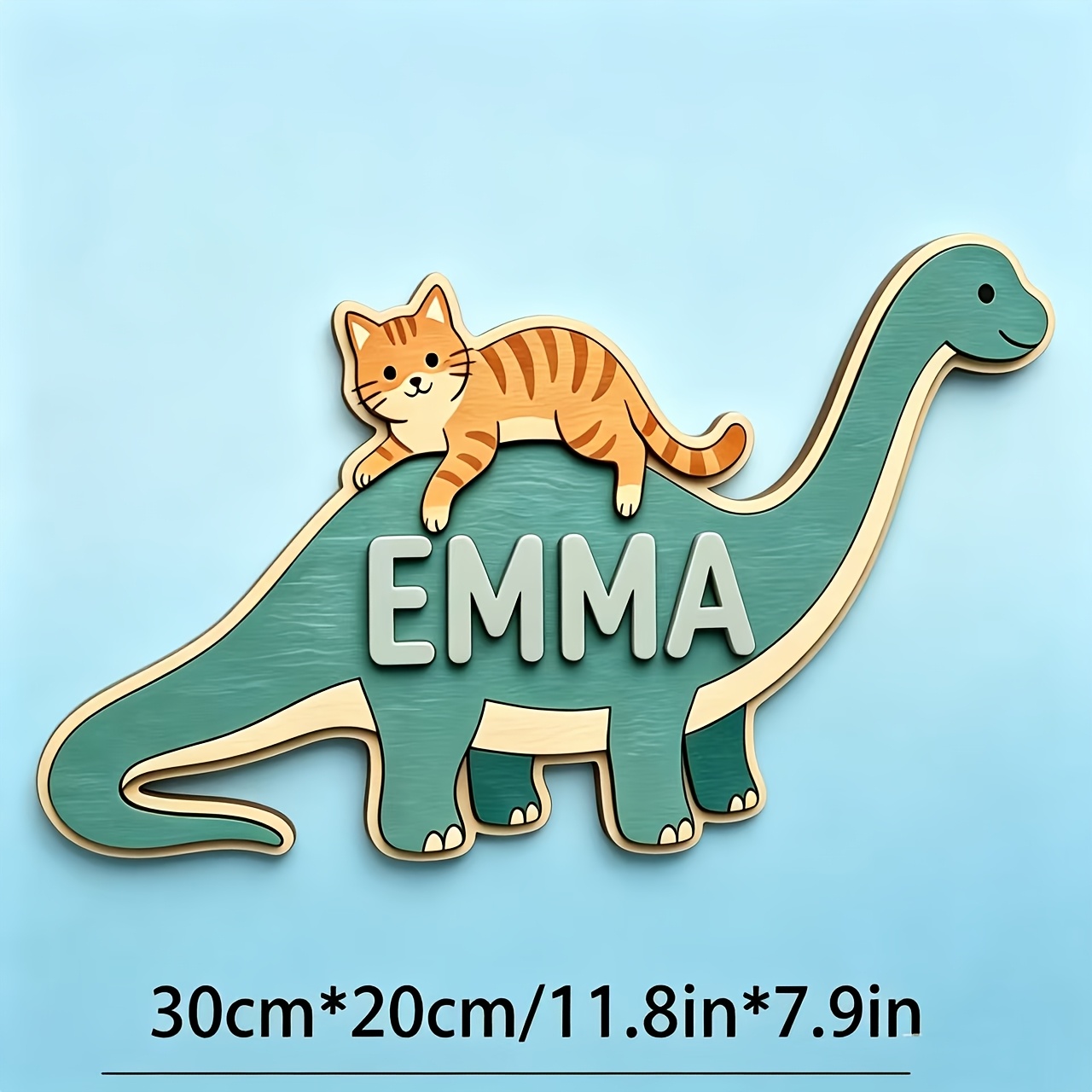 Personalized Cat Riding Dinosa - Baby Nursery Name 评论和价格