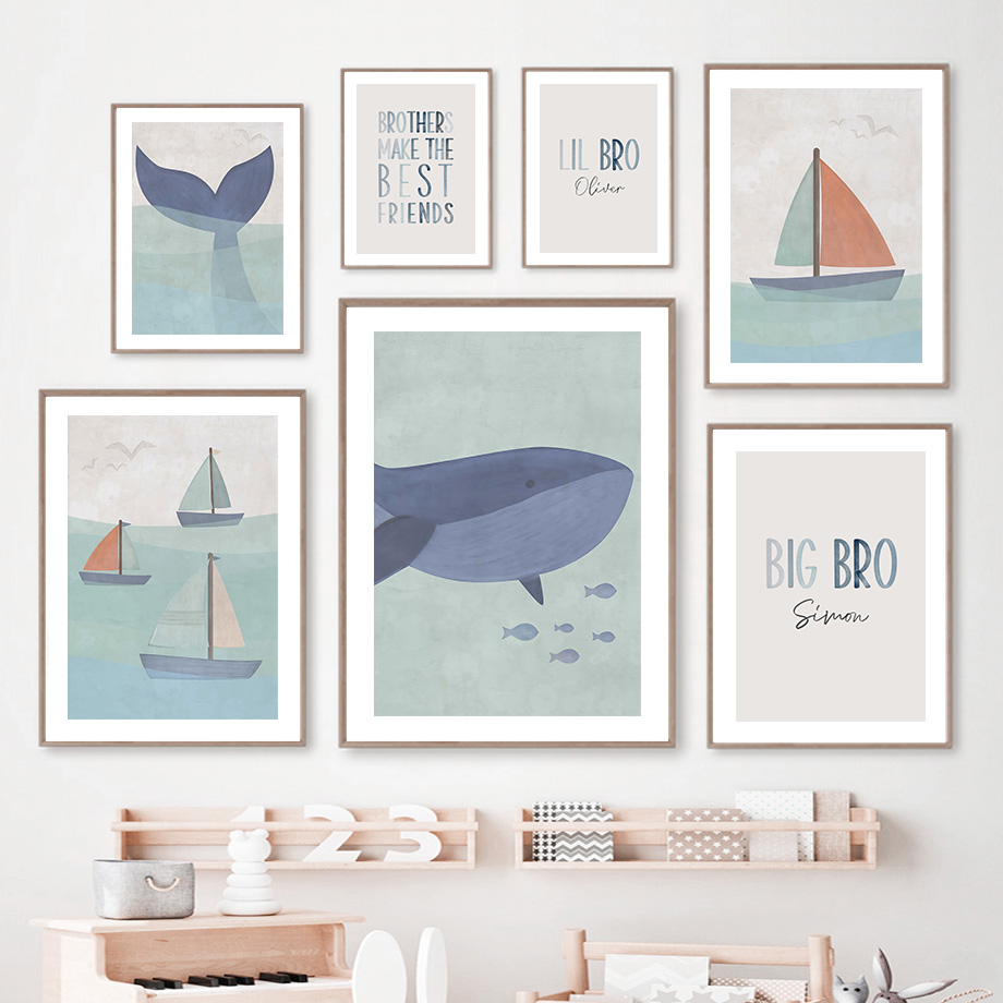 Cartoon Sea Whale Shark Sailbo - Baby Nursery Ocean 评论和价格