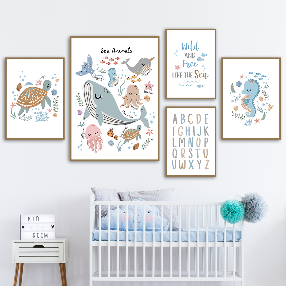 Unframe Ocean Animals Sea Turt - Baby Nursery Ocean 评论和价格