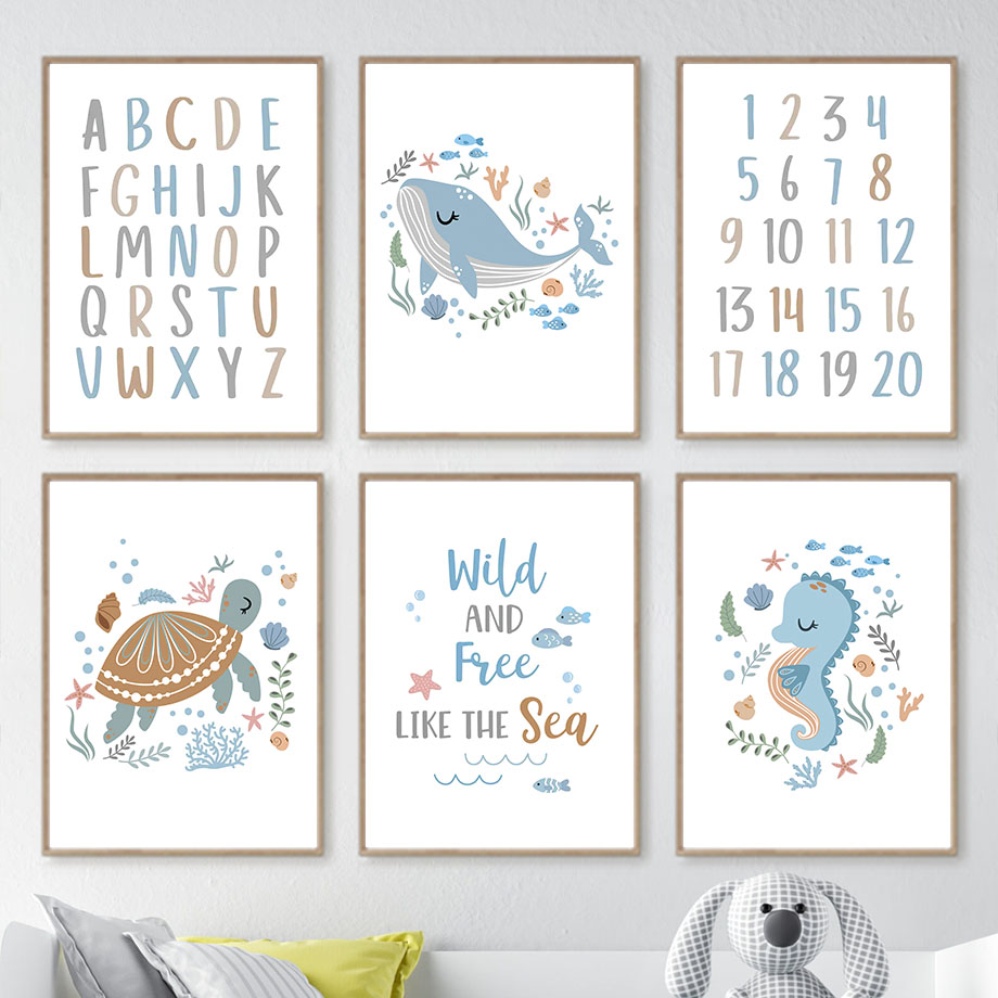 Unframe Ocean Animals Sea Turt - Baby Nursery Ocean 评论和价格