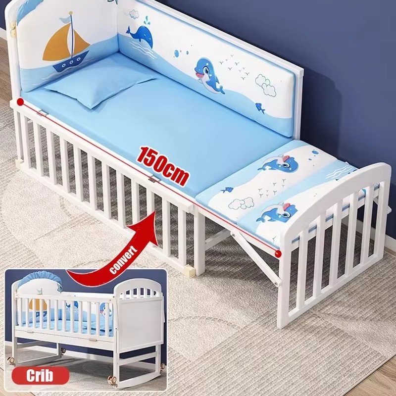 Wood Baby Crib With Mosquito N - Convertible Crib Set 评论和价格