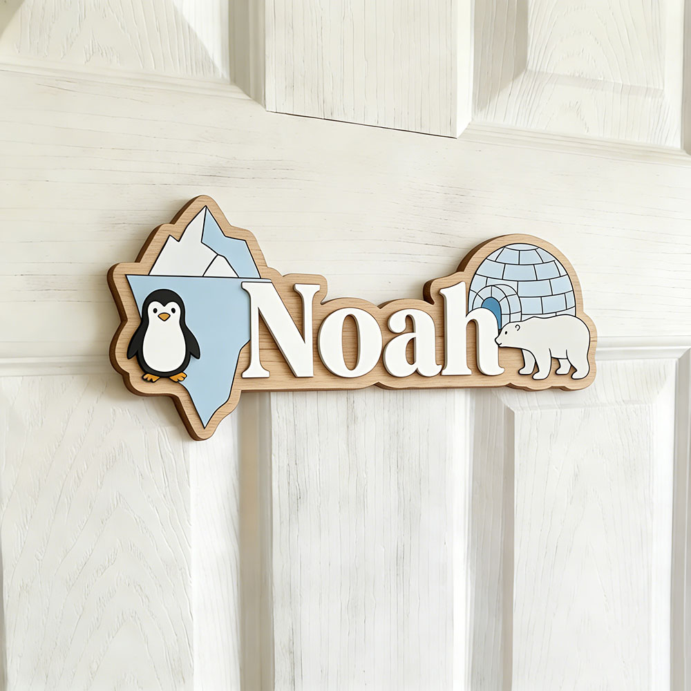 Arctic Penguin & Polar Bear Cu - Baby Nursery Name 评论和价格