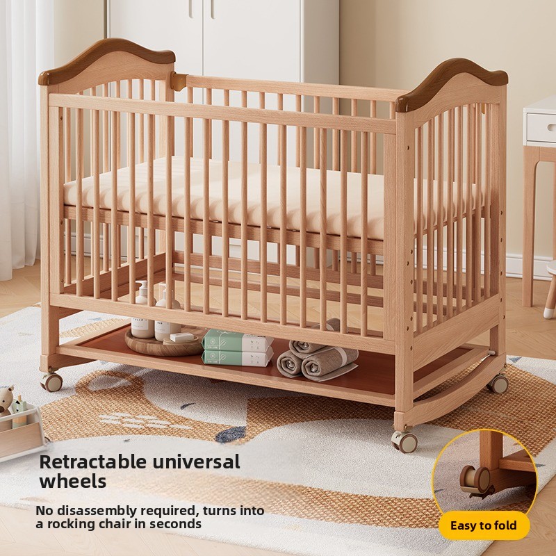 Solid Wood Baby Crib Adjustabl - Convertible Crib Set 评论和价格