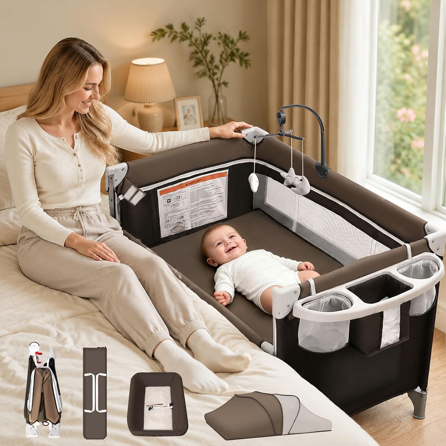 5-in-1 Baby Bassinet Bedside S - Bassinet Bedside Sleeper 评论和价格