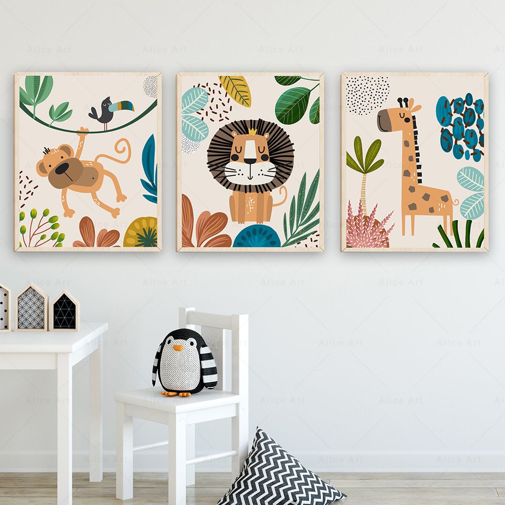 Boho Monkey Lion Giraffe Bird  - Baby Nursery Giraffe 评论和价格