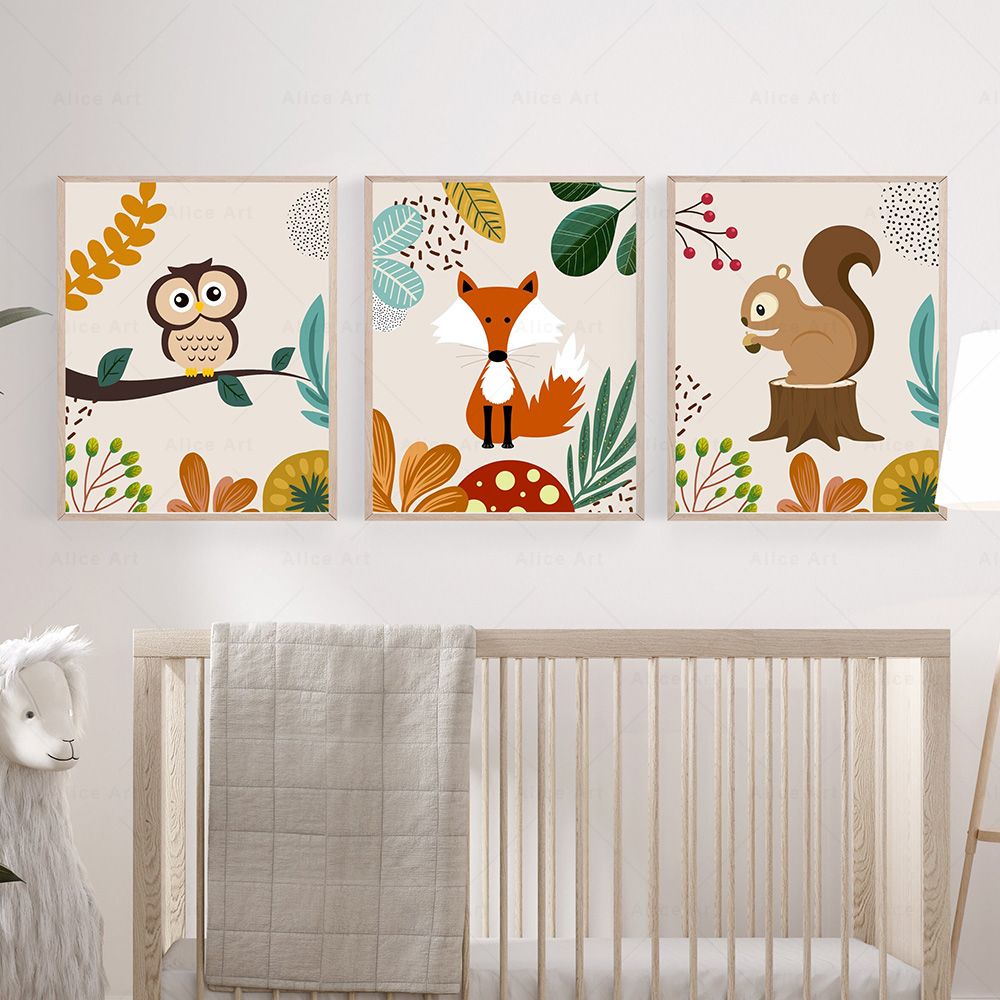Boho Monkey Lion Giraffe Bird  - Baby Nursery Giraffe 评论和价格