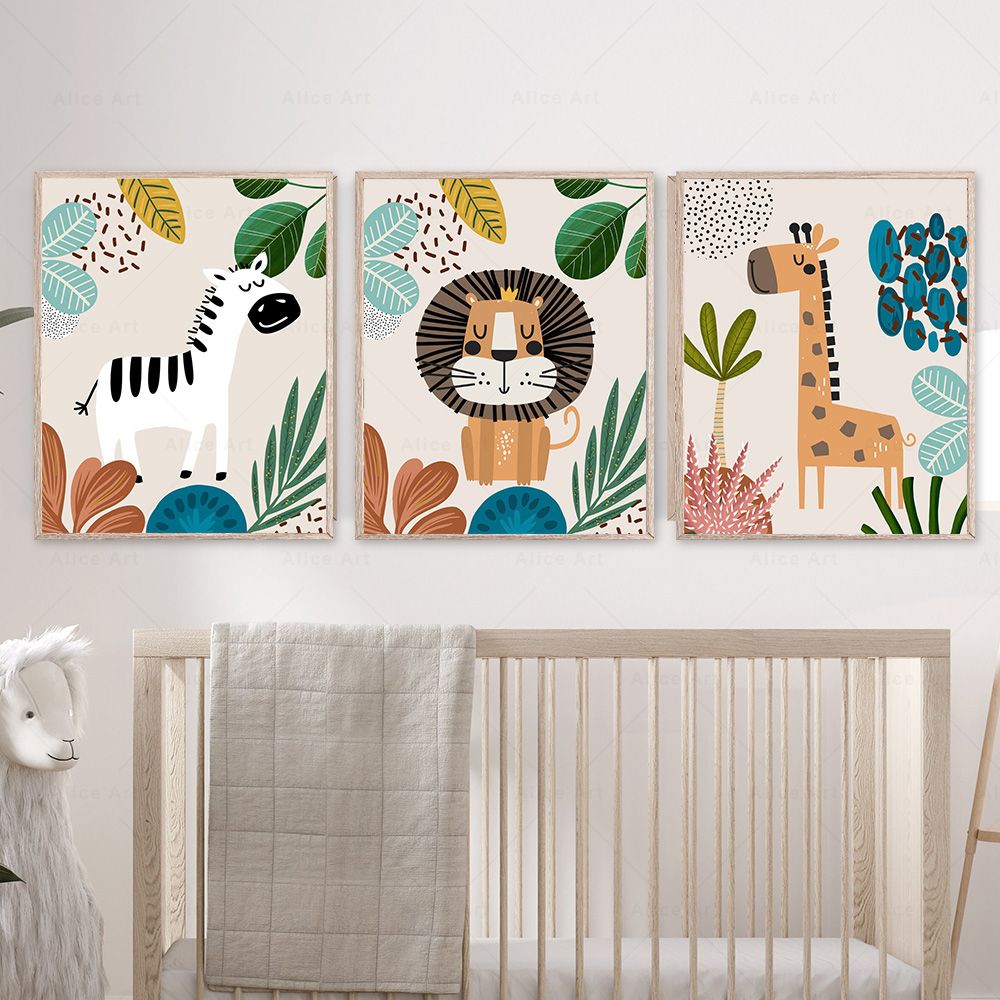 Boho Monkey Lion Giraffe Bird  - Baby Nursery Giraffe 评论和价格