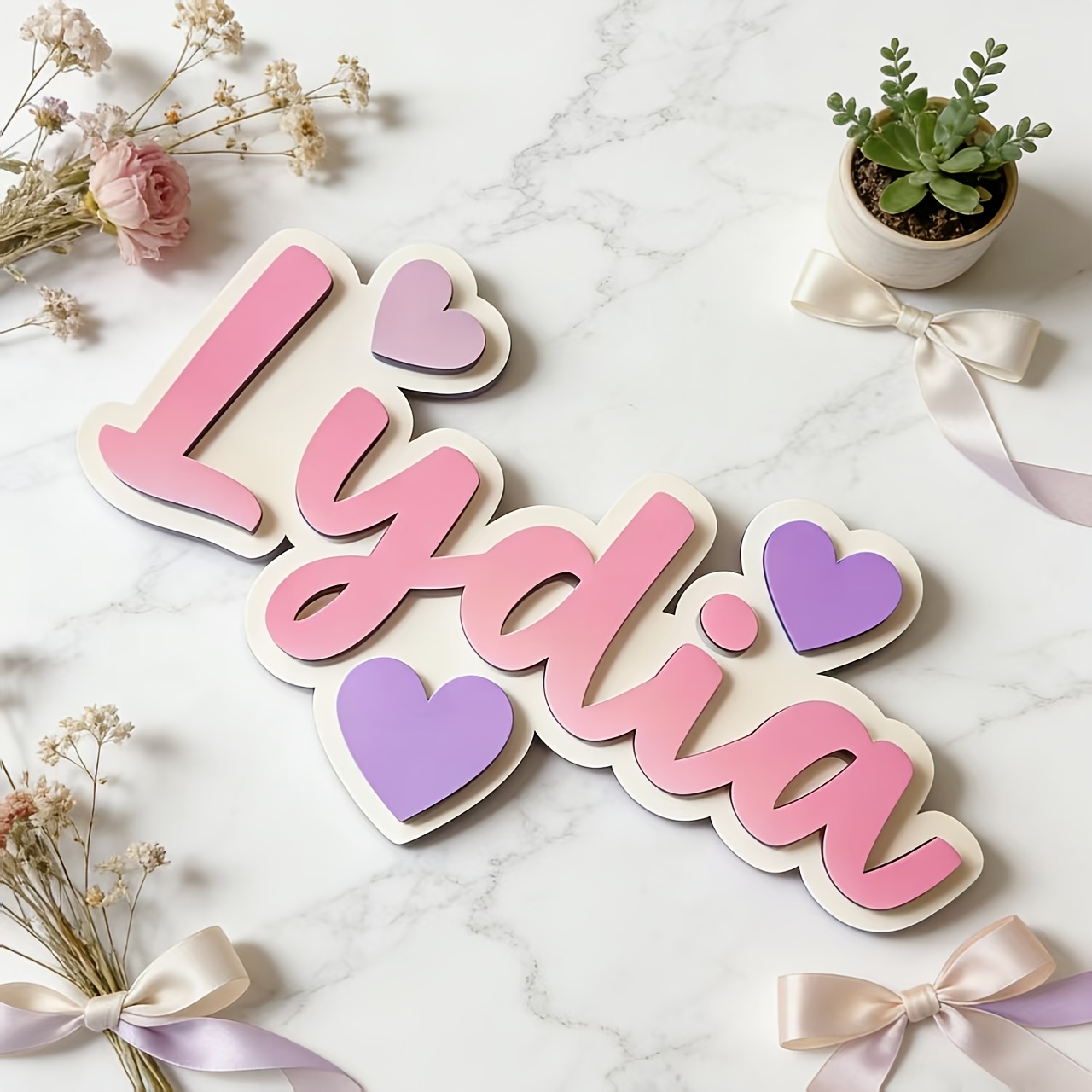 Personalized Gradient Heart Na - Baby Nursery Name 评论和价格