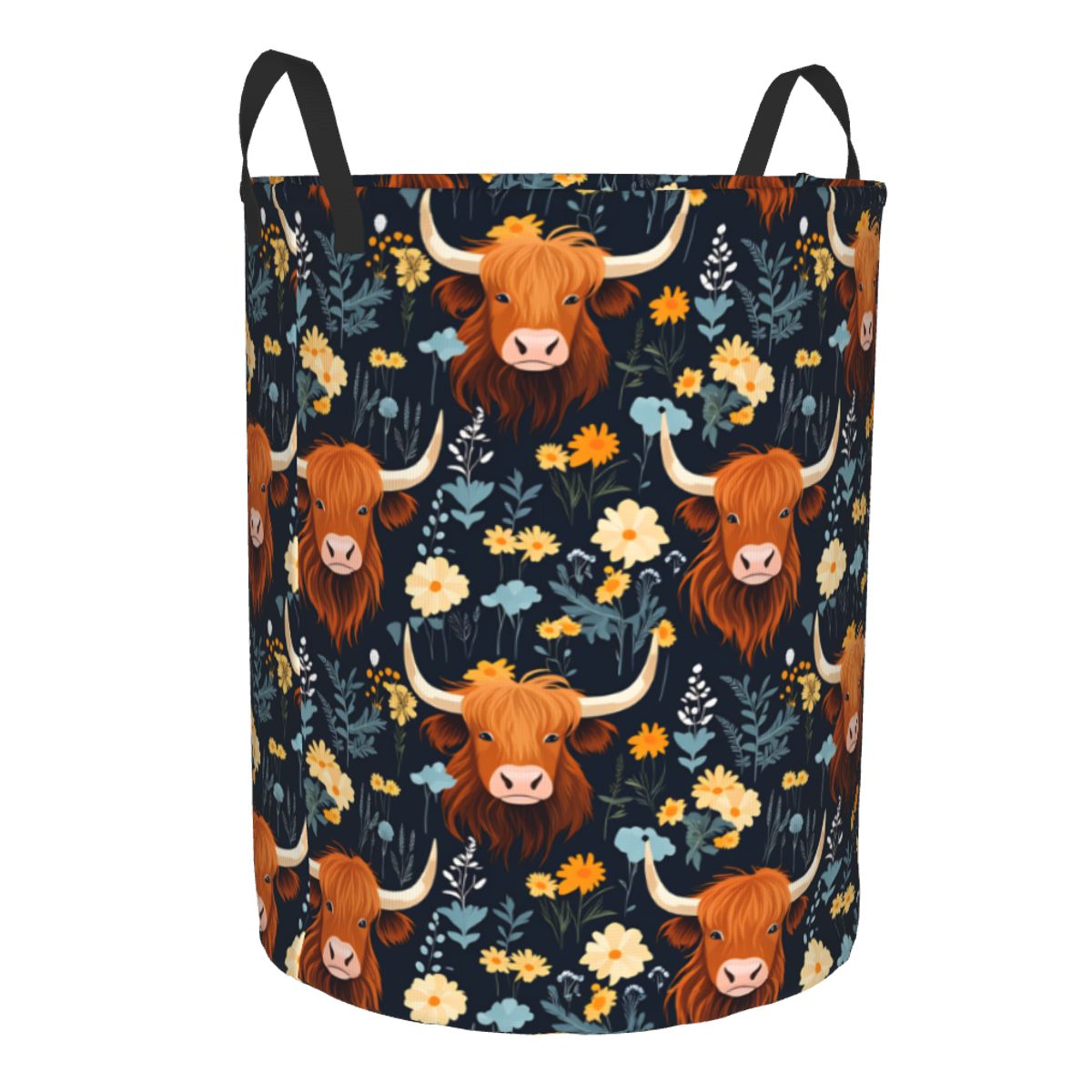Floral Highland Cows Laundry B - Laundry Hamper Nursery 评论和价格