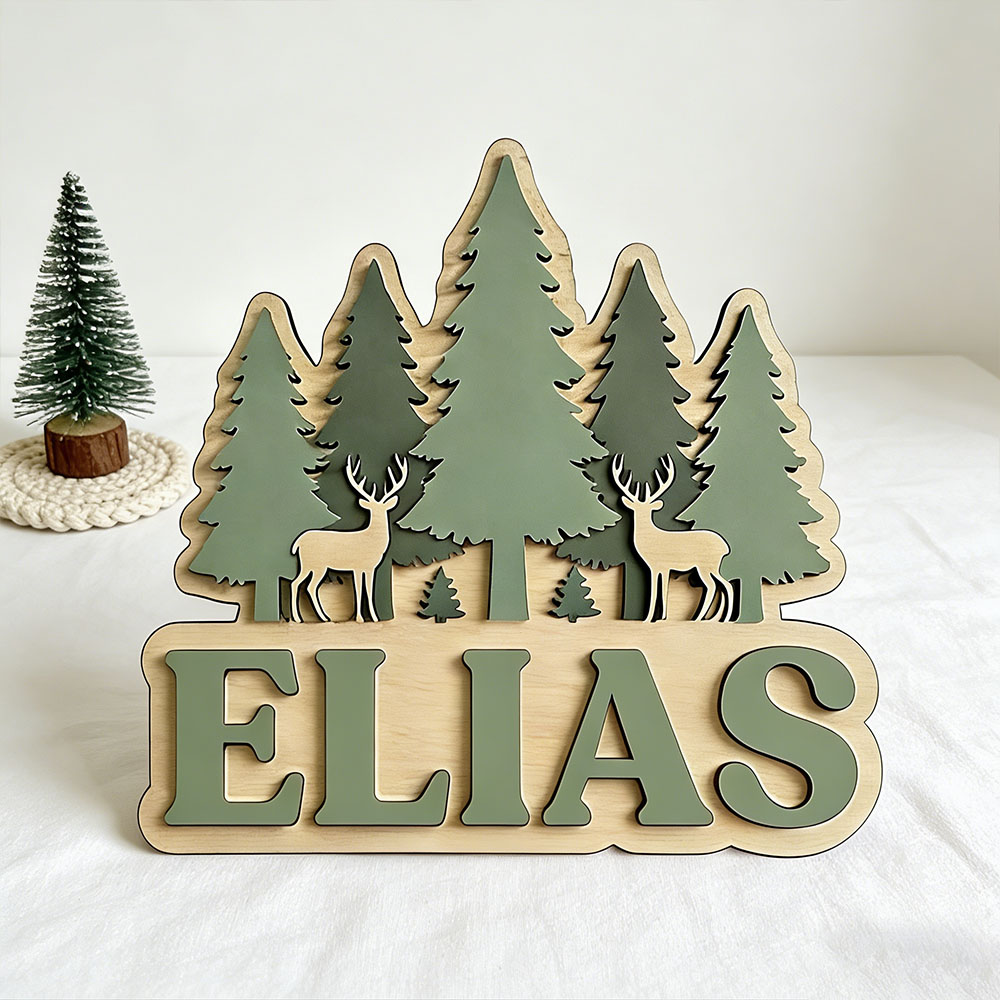 Custom Forest Elk Pine Tree Na - Baby Nursery Forest Theme 评论和价格