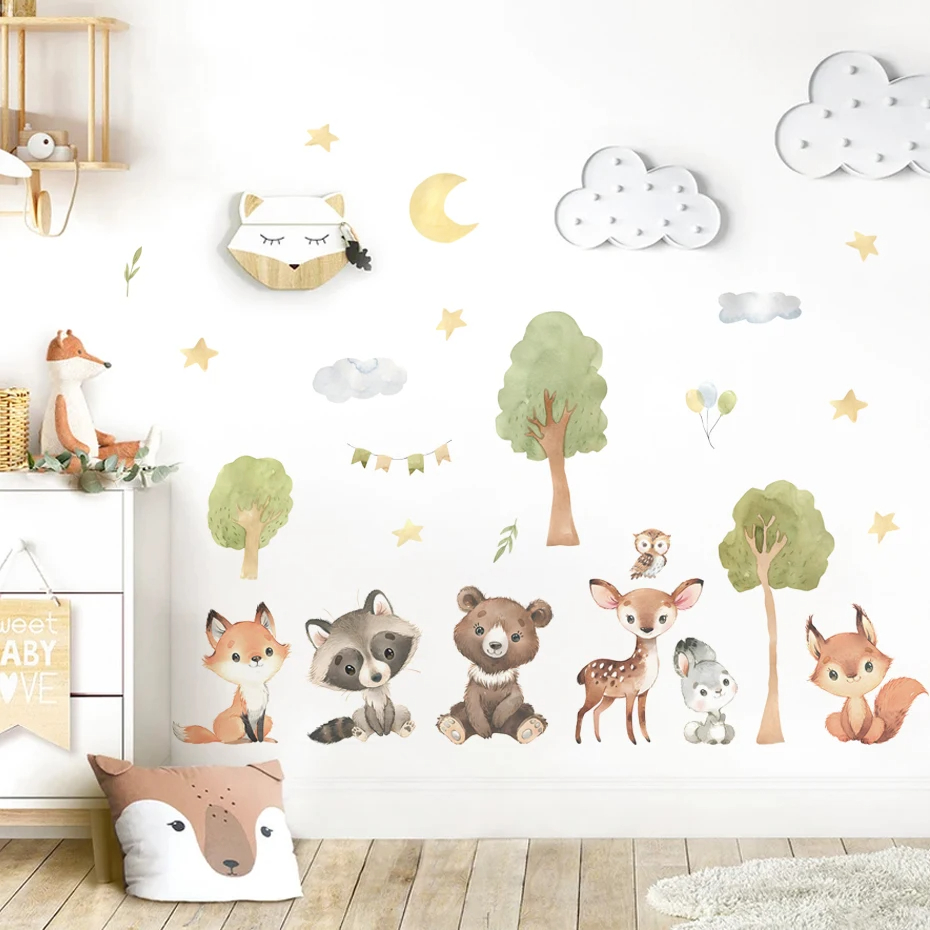 Forest Animals Theme Bear Deer - Baby Nursery Forest Theme 评论和价格