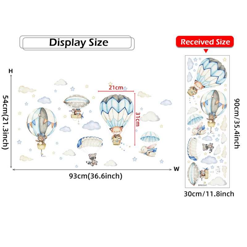 Cartoon Cute Animals Hot Air B - Baby Nursery Items 评论和价格