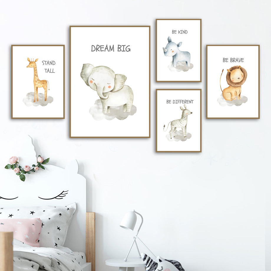Nursery Wall Art Canvas Painti - Baby Nursery Giraffe 评论和价格