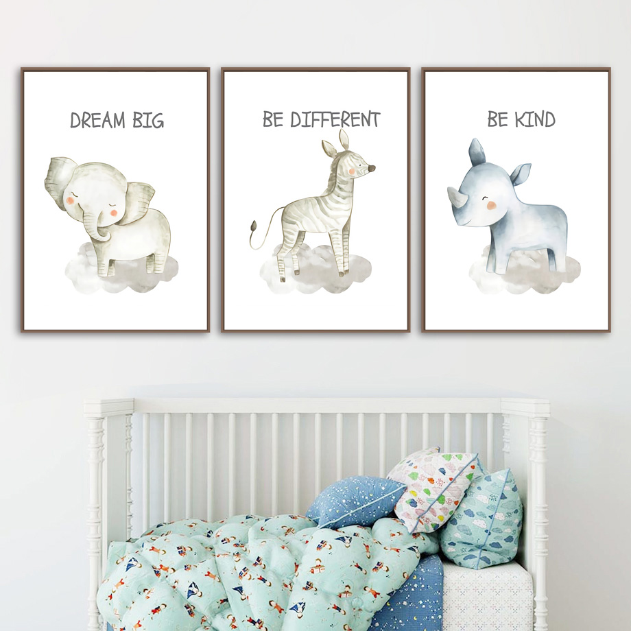 Nursery Wall Art Canvas Painti - Baby Nursery Giraffe 评论和价格