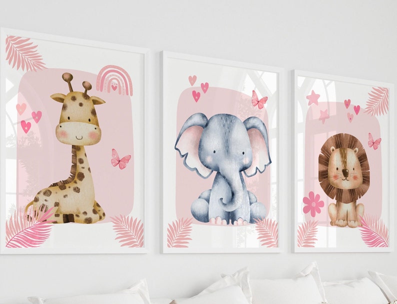 1/3pcs Pink Elephant Giraffe L - Baby Nursery Giraffe 评论和价格