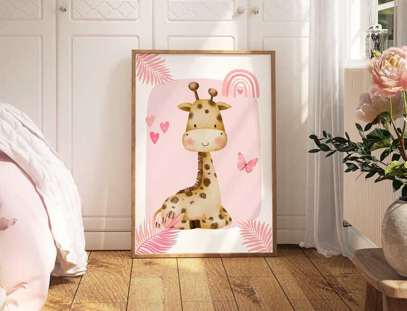 1/3pcs Pink Elephant Giraffe L - Baby Nursery Giraffe 评论和价格