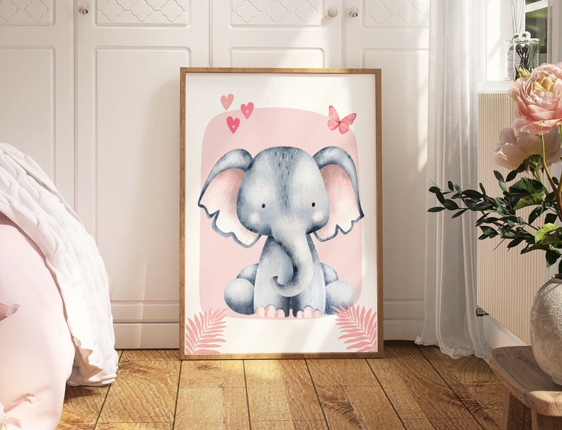1/3pcs Pink Elephant Giraffe L - Baby Nursery Giraffe 评论和价格