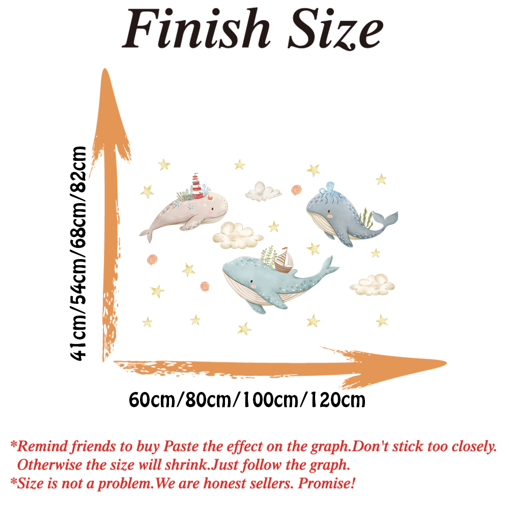 Cartoon Marine Whale Star Wall - Baby Nursery Ocean 评论和价格