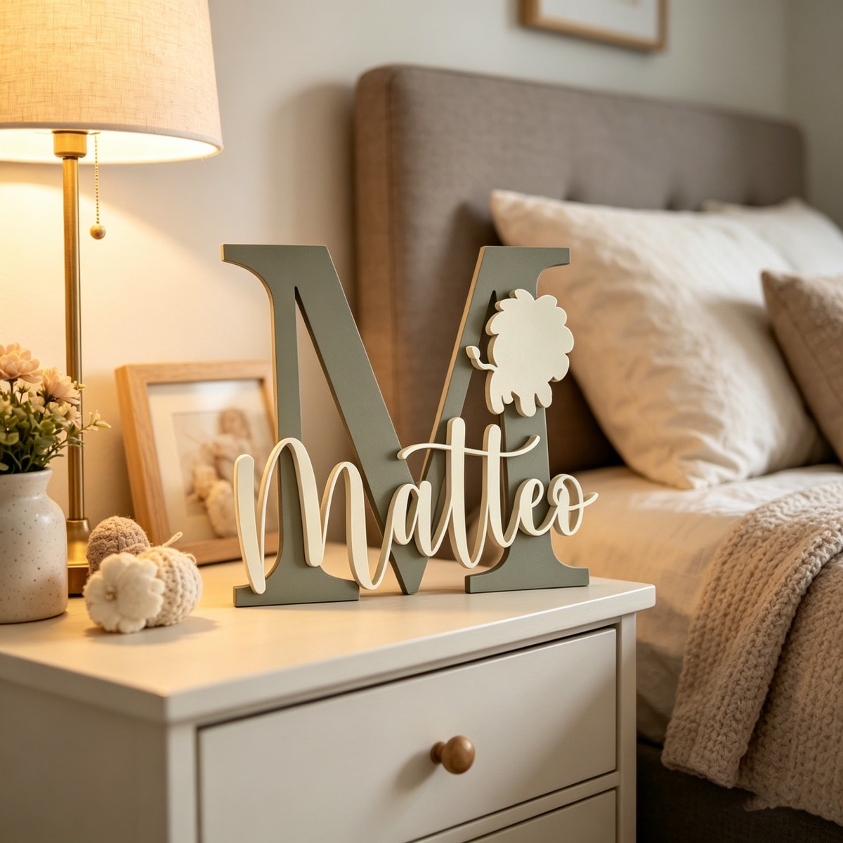 1Pc Custom Lion Name & Initial - Baby Nursery Name 评论和价格