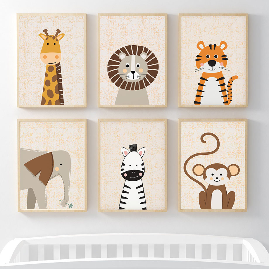 Lion Giraffe Elephant Zebra Mo - Baby Nursery Giraffe 评论和价格