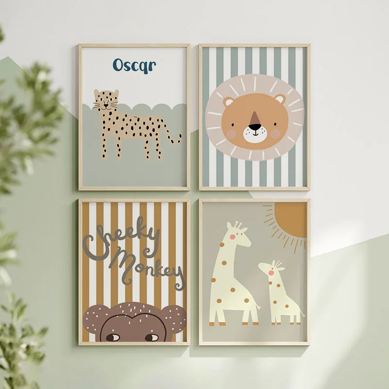Cartoon Giraffe Leopard Lion M - Baby Nursery Giraffe 评论和价格