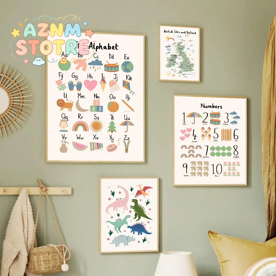 Animal World Map Dinosaur Alph - Baby Nursery Items 评论和价格