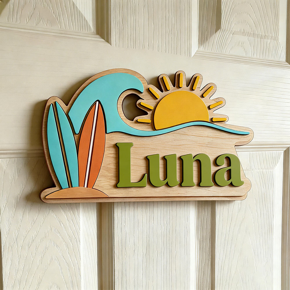 Custom Beach Wave Surfboard Su - Baby Nursery Name 评论和价格
