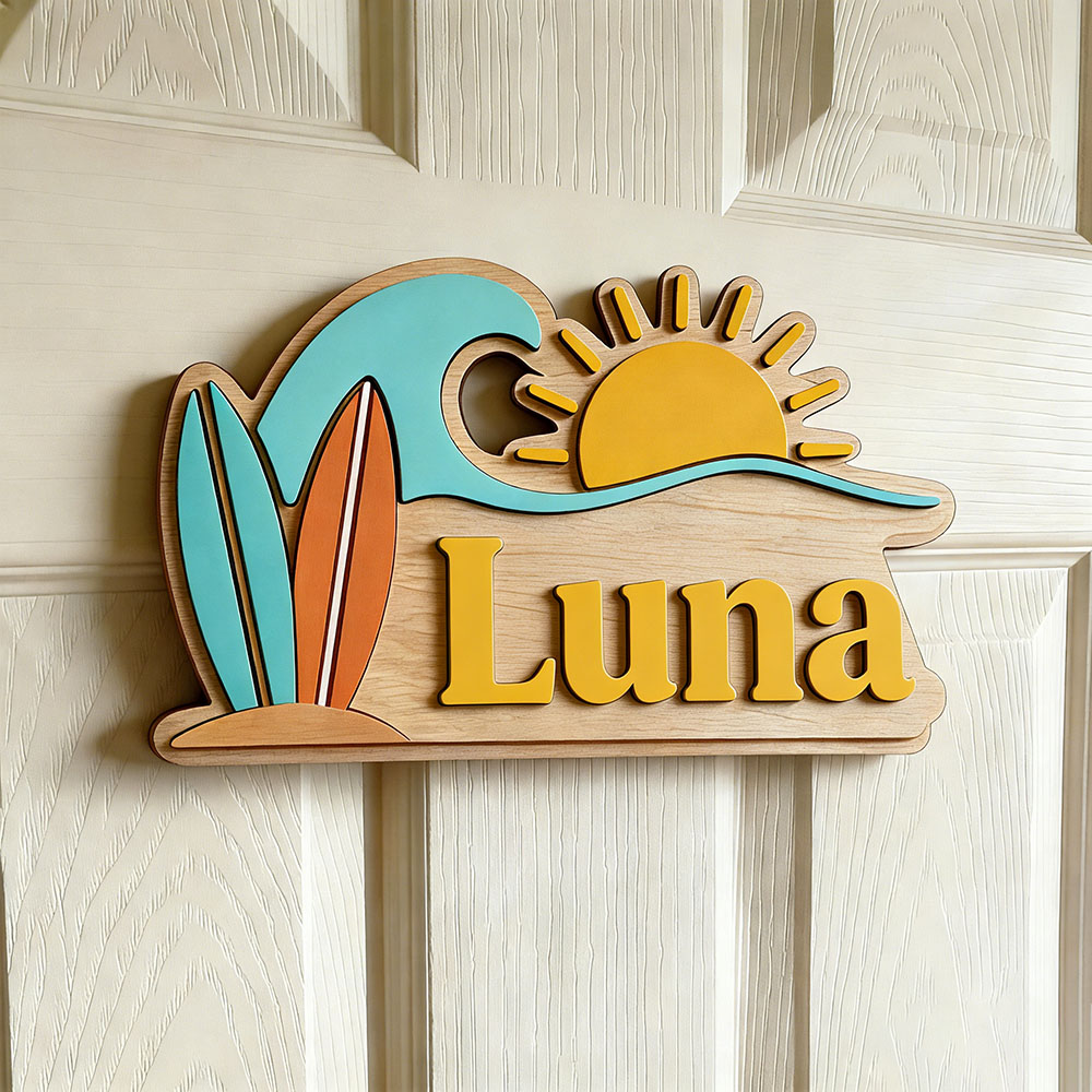 Custom Beach Wave Surfboard Su - Baby Nursery Name 评论和价格