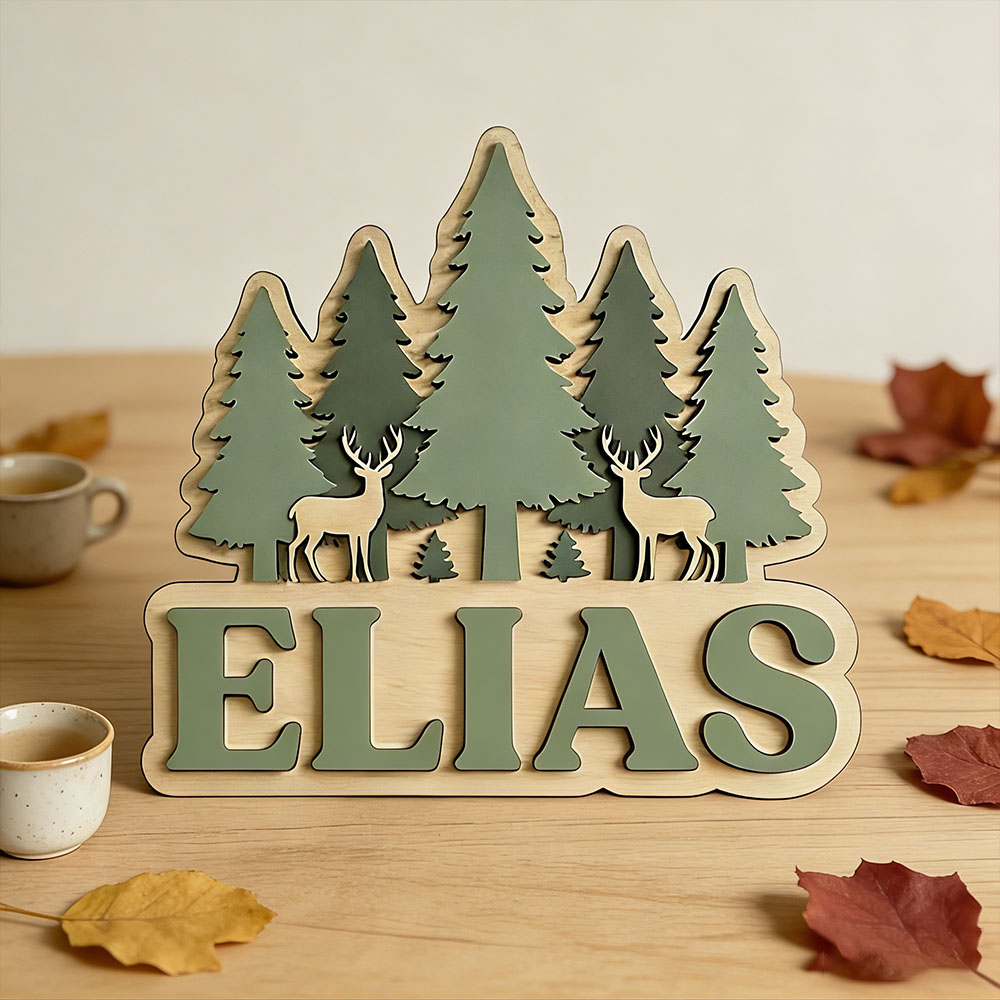 Forest Deer Pine Tree Themed C - Baby Nursery Forest Theme 评论和价格