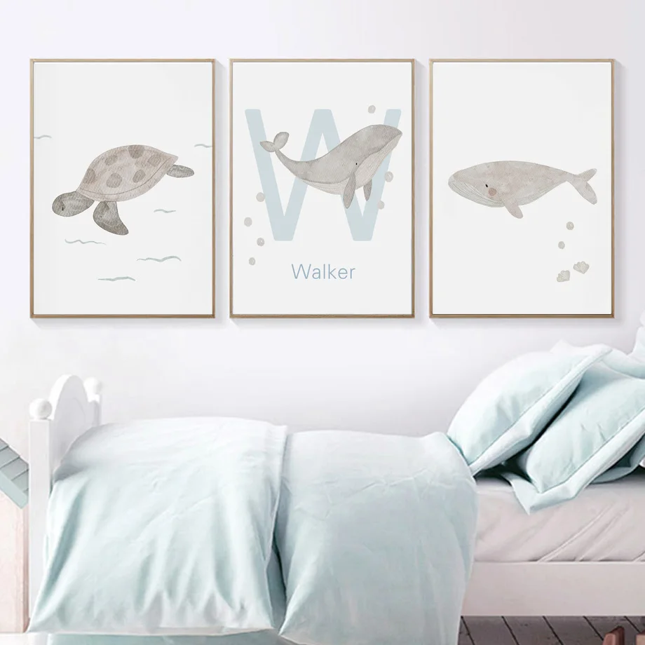 Custom Name Whale Octopus Turt - Baby Nursery Ocean 评论和价格